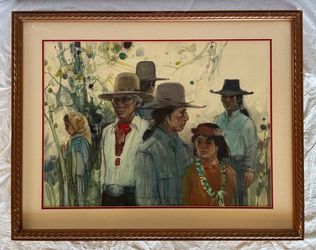 Signed Original EILEEN MONAGHAN WHITAKER Watercolor Painting - Native Americans