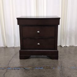 Lifestyle Solutions Espresso Two-Drawer Nightstand with Silver Knobs