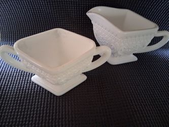 milk glass sugar and creamer sets 