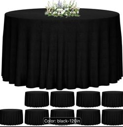 Whonline 10 Pack Black Round Tablecloths -120 Inches in Diameter - Washable Table Clothes, Polyester Fabric Table Covers for Wedding, Party, Banquet,