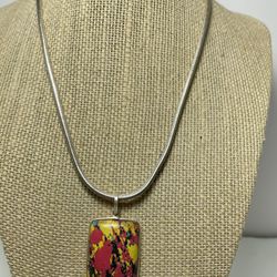 Silver 925 Stamped Pendant With Silver Tone Chain 18” Inches