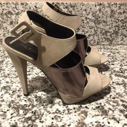 Grey And Chrome High Heels