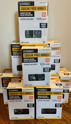 Everbilt 24-Pack 3-1/2in 5/8 Radius Matte Black Squeak Free Door Hinges