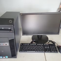 Lenovo Desktop Tower M81, Intel Quad Core I7-3.40GHz,  1TB HDD, 8GB RAM,  Win 10 Pro, DVD, 22-Inch Dell  Monitor 