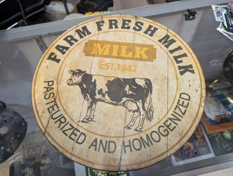 Vintage Farm Fresh Milk Wooden Wall Sign Pasturized Homogenized Decor