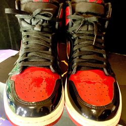 JORDAN 1 MID “patent BRED” size 12M(🔥like BRAND NEW 🔥used 1X)(great SHAPE & CONDITION:10/10)