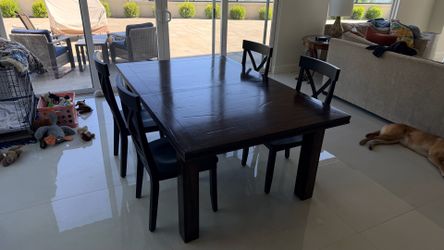 Solid Wood Dining Table with 4 Chairs