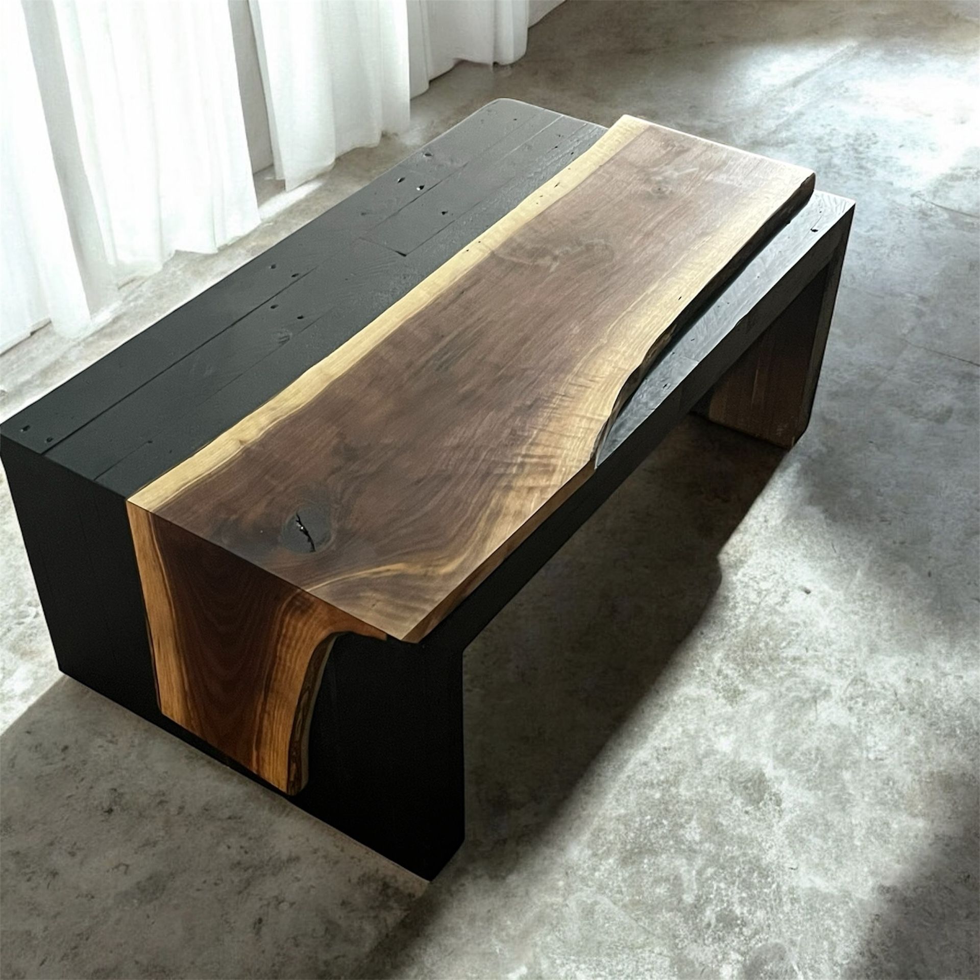 Handcrafted Live-Edge Walnut Waterfall Table