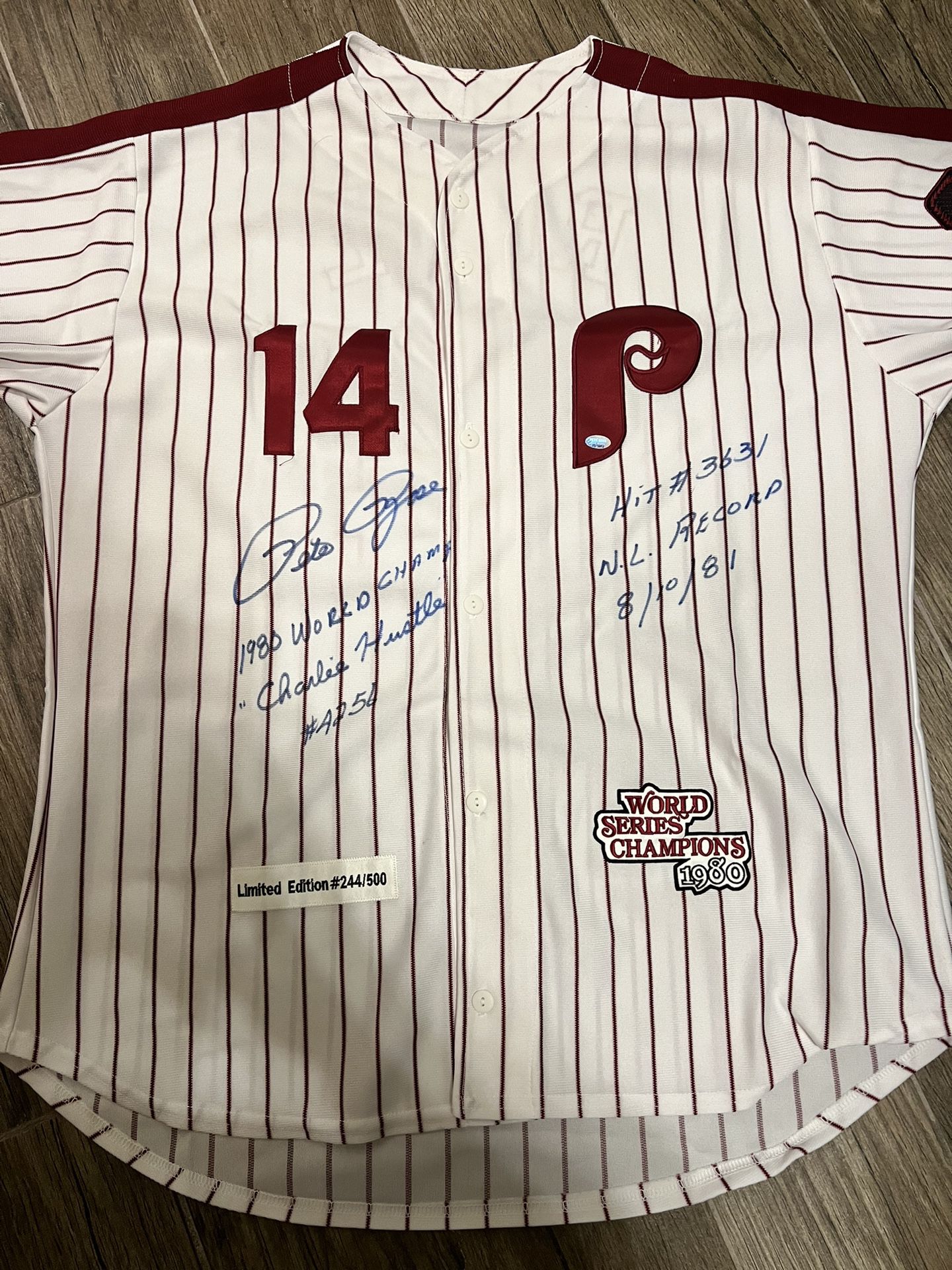 Pete Rose Phillies Signed Jersey