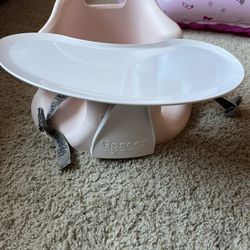 Upseat Baby Floor & Booster Seat with tray Pink seat, white tray