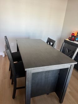 Dark Gray Dining Table with 4 Chairs