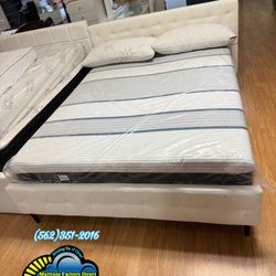 Queen Serta Mattress Cold With Frame White 