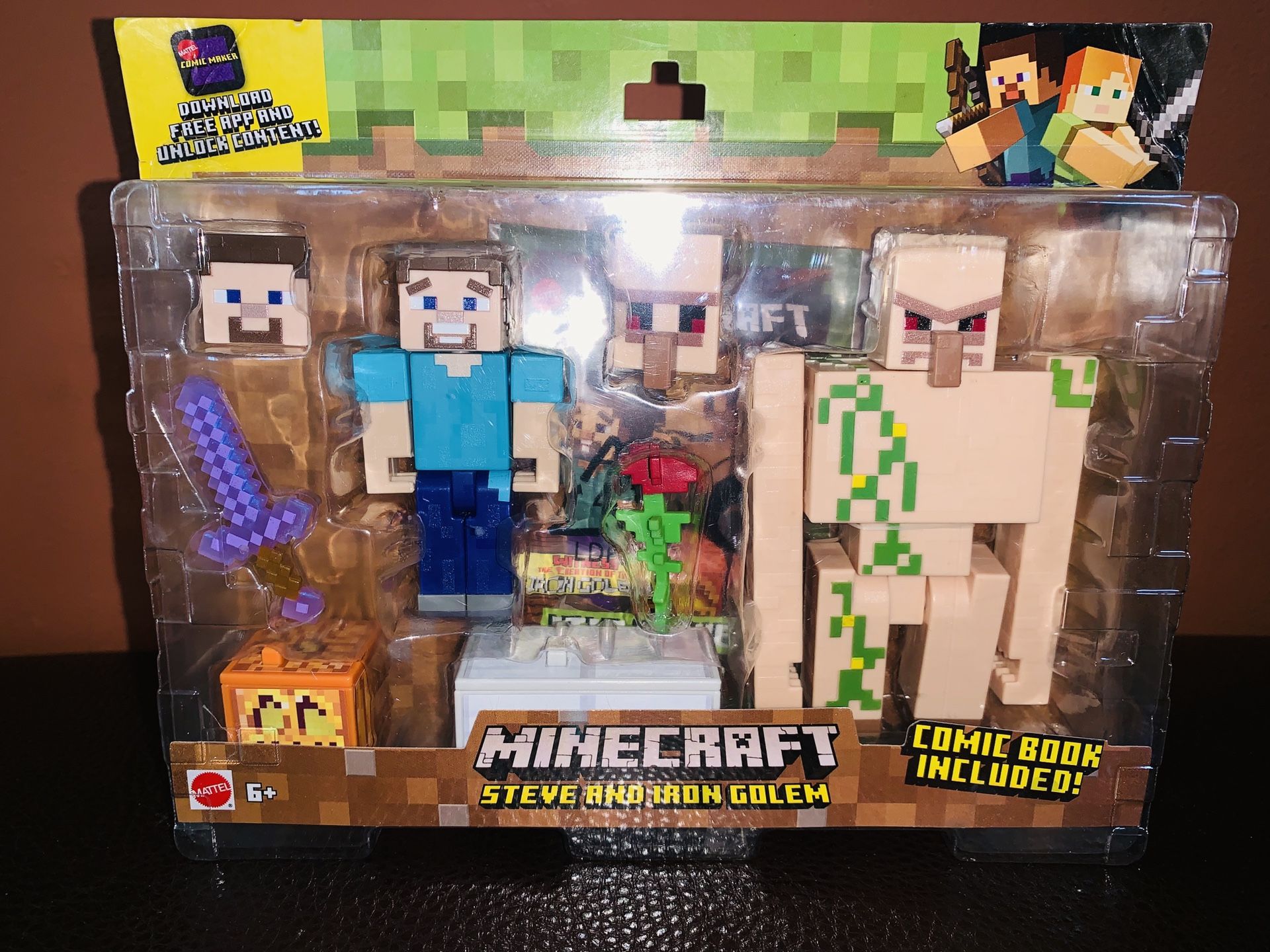 Minecraft Toys Steve and Iron Golem set