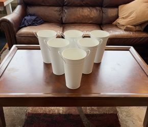 6 White Flower Vase Buckets for Wedding Event 