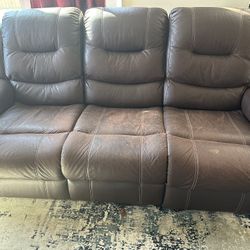 Leather Sofa With Power Recliner 