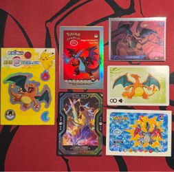 Pokemon Charizard Stickers & Cards Lot (6pcs)