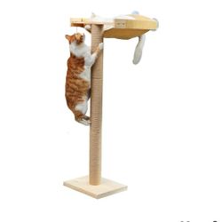 Cat Window Perch with Tall Scratching Posts, Inside 46" Climbing Tree Hammmock Mounted with Suction Cups for Sleeping,Playing and Watching Birds