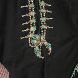 NATIVE AMERICAN JEWELRY SILVER SQUASH BLOSSOM NECKLACE
