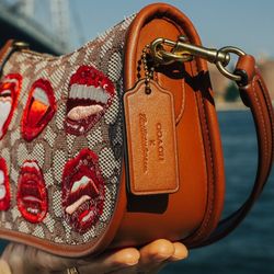 Coach X Tom Wesselmann Swinger Signature Textile Jacquard Red Lips NWT