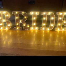 Bride Marquee Letters Lights 8.7 Inch Glittered Pink (Battery Operated) Batteries Not Included