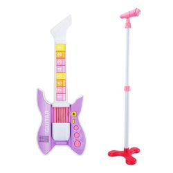 AOQIMITENJOY Musical Instrument Electronic Guitar Toys with Vertical Microphone LED Lighting Karaoke Birthday Gifts for Boys and Girls 3 Year Old+ HK-