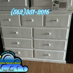 White Nine Drawer Dresser Pinewood Chest Cajonera Comoda 