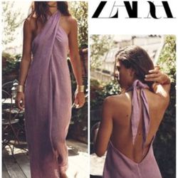 Zara Linen Halter Dress