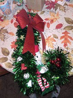 Christmas Wreath with Bow and Elf Decoration