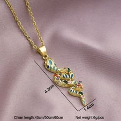 NEW Snake Pendant Necklace Stainless Steel Women Girls Cubic Zirconia Animal Jewelry Gift