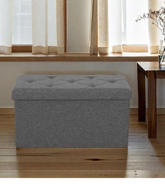 Storage Ottoman W/thicker Foam Gray New 43” X 15” X 15”
