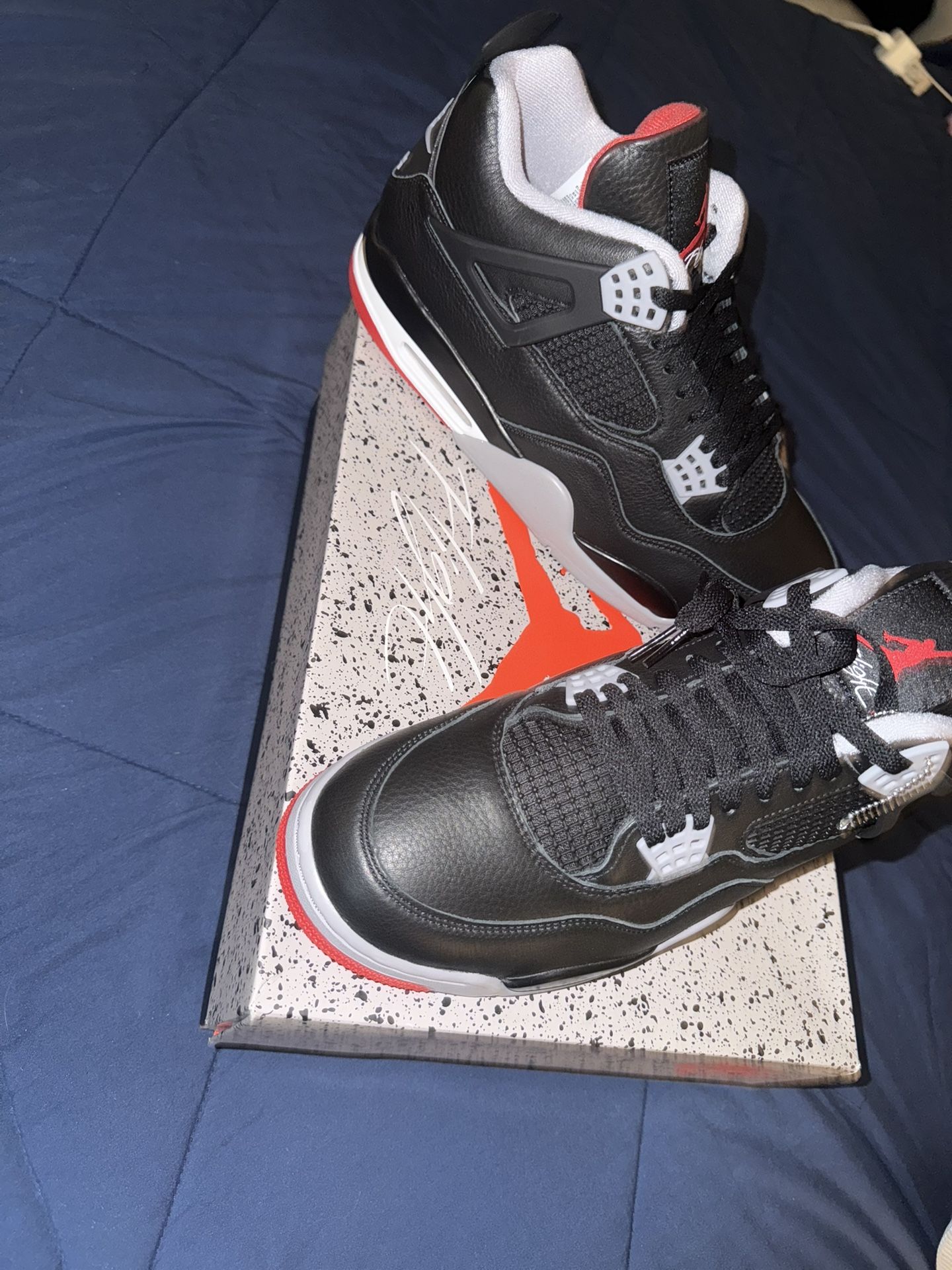 Air Jordan 4 Retro Black/fire Red Cement Grey 