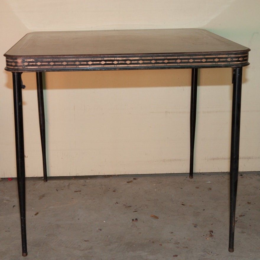 Antique Simmons Metal Folding Card Table