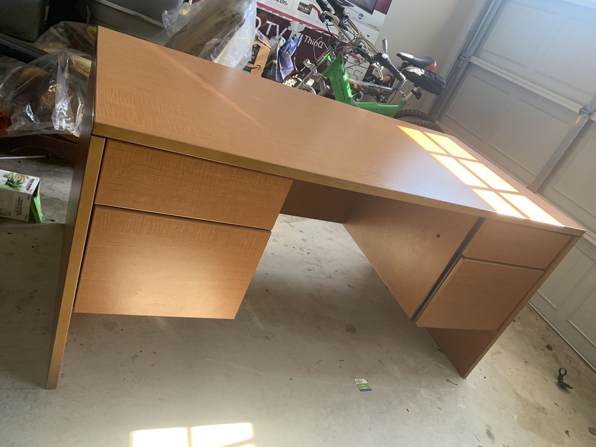 Honey Colored Wooden Office Desk