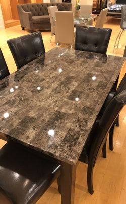 Dark expresso dining table with 6 chairs