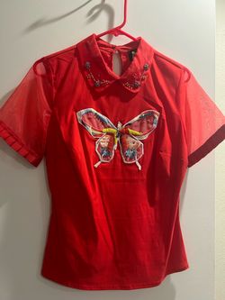 Beaded butterfly blouse Medium
