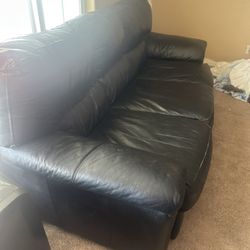 Black (Real) Leather Couch