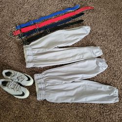 Youth XS/S Baseball Pants, Belts, Cleats