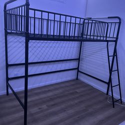 Twin Black Metal Loft Bed