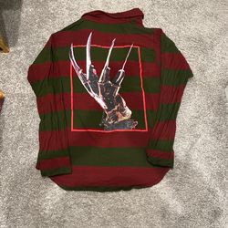 HALLOWEEN NIGHTMARE ON ELM STREET FLANNEL SHIRT LARGE AND MATCHING BLACK FITTED DRESS SIZE LARGE 