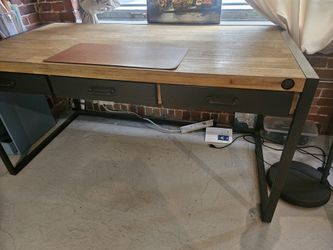 Solid Wood And Iron Desk great Condition