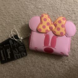 Loungefly Disney Ghost Minnie Mouse Pastel Pink Glow in the Dark Wallet NEW