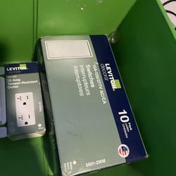 Leviton 5601-2WM 15 Amp, 120/277 Volt, Decora Rocker Single-Pole AC Quiet Switch, Residential Grade, Grounding, 10-Pack, White