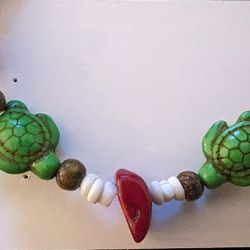 Christmas Necklace Puka Shell And Turtle