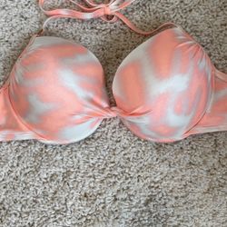 Orange White Bikini Top push up 34DD Victoria’s Secret like new swimsuit 