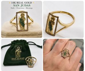 14K Real Solid Gold Fancy Ring San Judas Anillo Saint Jude