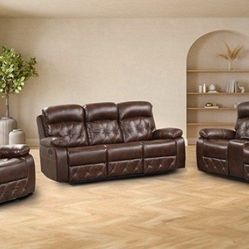 New Reclining Couch / Love Seat.  Brown Leatherette.  Free Delivery!