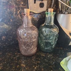 Pink And Blue Glass Decanters