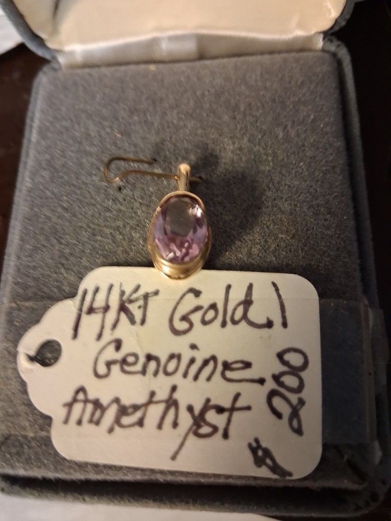New Amethyst Pendant Set In 14kt Yellow And