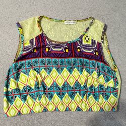 Juliester Multi-Color Lace Back Crop Top