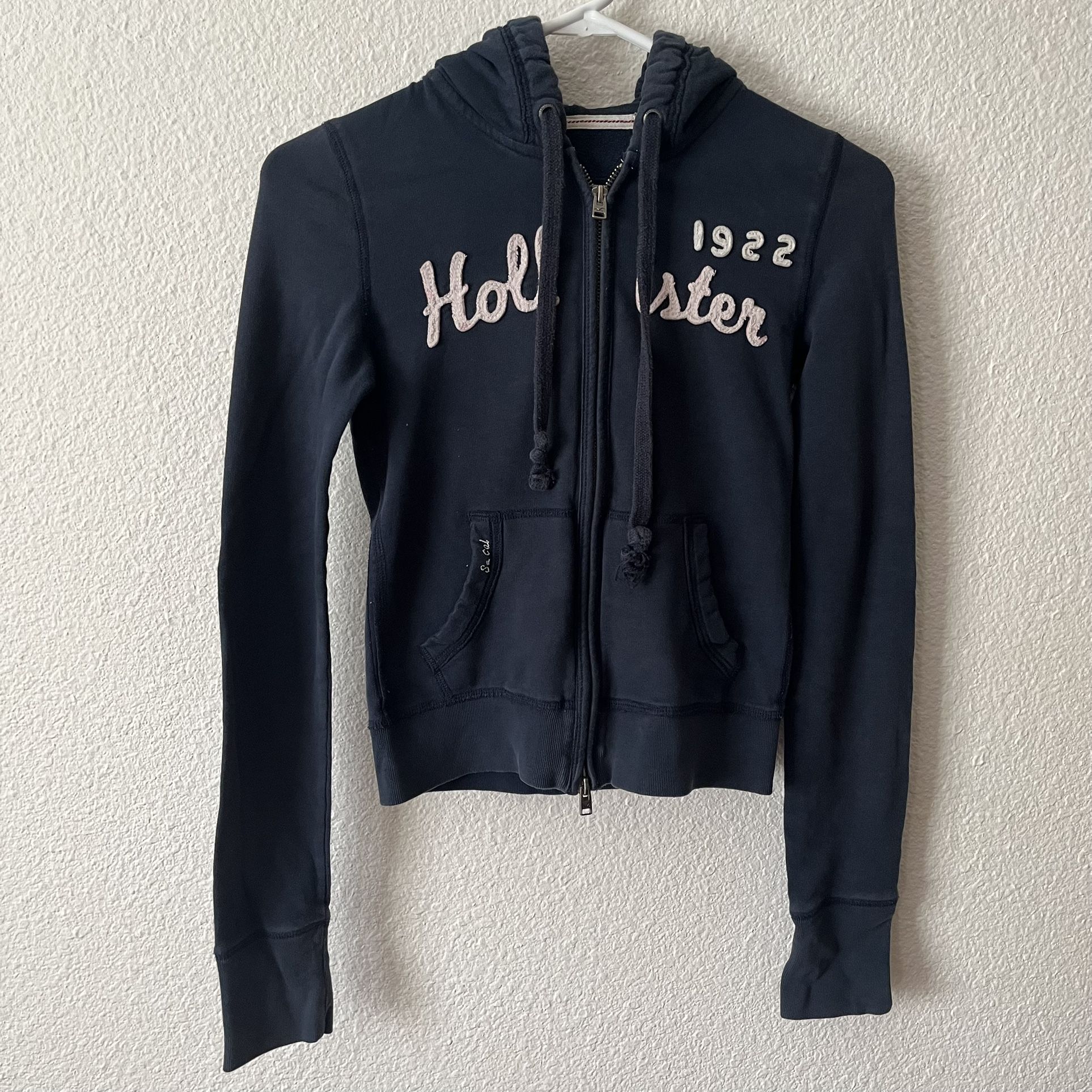 Hollister zip-up hoodie in Navy Blue XS